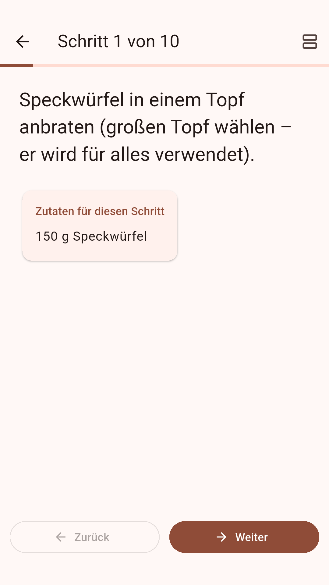 Kochmodus mit großer Schrift